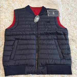2/$25 Boys  Navy Blue and red Quilted Vest reversible NWT SIZE 10